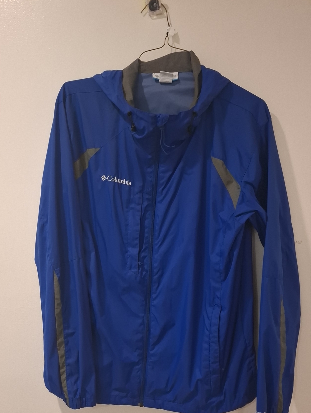 Columbia Men's Royal Blue Hooded Rain Jacket with Gray Accents